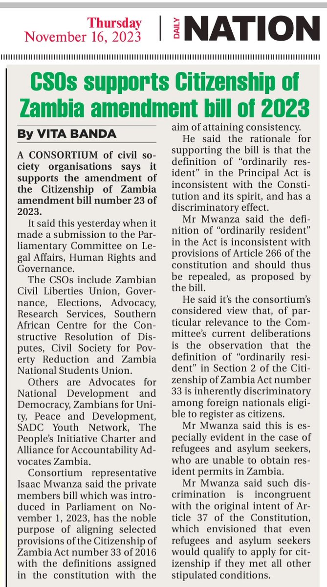 zclu1964's tweet photo. We urged the National Assembly and the new dawn administration led by President @HHichilema to make the Citizenship Act consistent with the Constitution but also remove discrimination against stateless persons and refugees. We hope our leaders will act! https://t.co/9Lv9lrqRfc