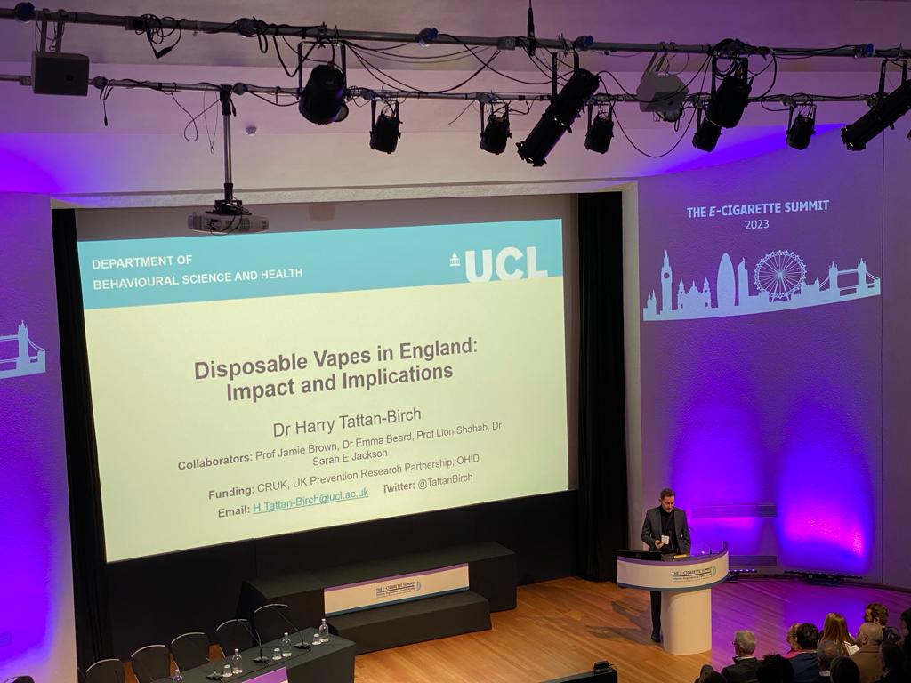 Disposable or single use vapes are rarely out of the news agenda and with at least the possibility of a ban on the horizon, this talk is very relevant.

In “Disposable vapes in Great Britain: Impact and Implications”, Dr Harry Tattan-Birch @TattanBirch  Research Fellow from…