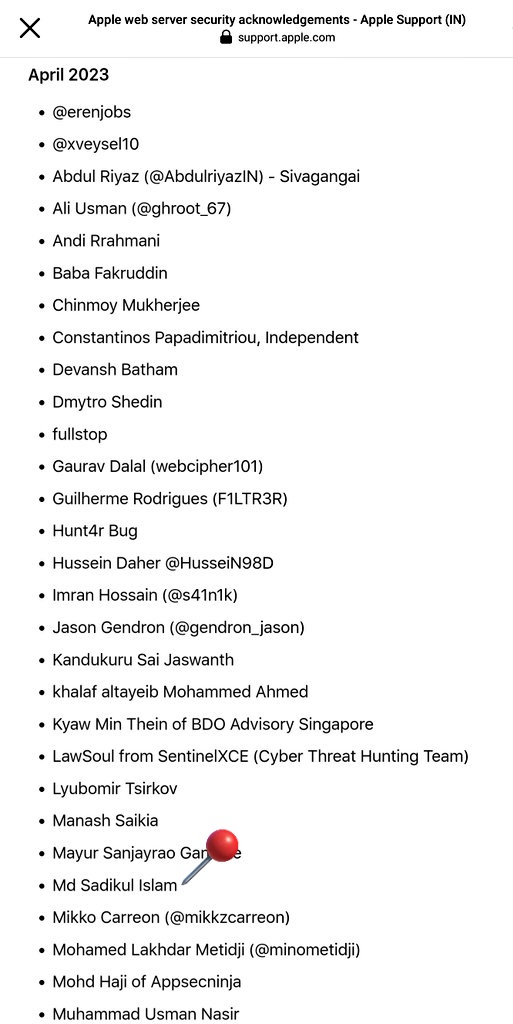 Alhamdulillah 
Hall of fame on <a href="/Apple/">Apple</a> 
April 2023
Year review 

#bugbounty #CyberSecurity #error_squad #apple #bbtips #bugbountytips #bangladesh