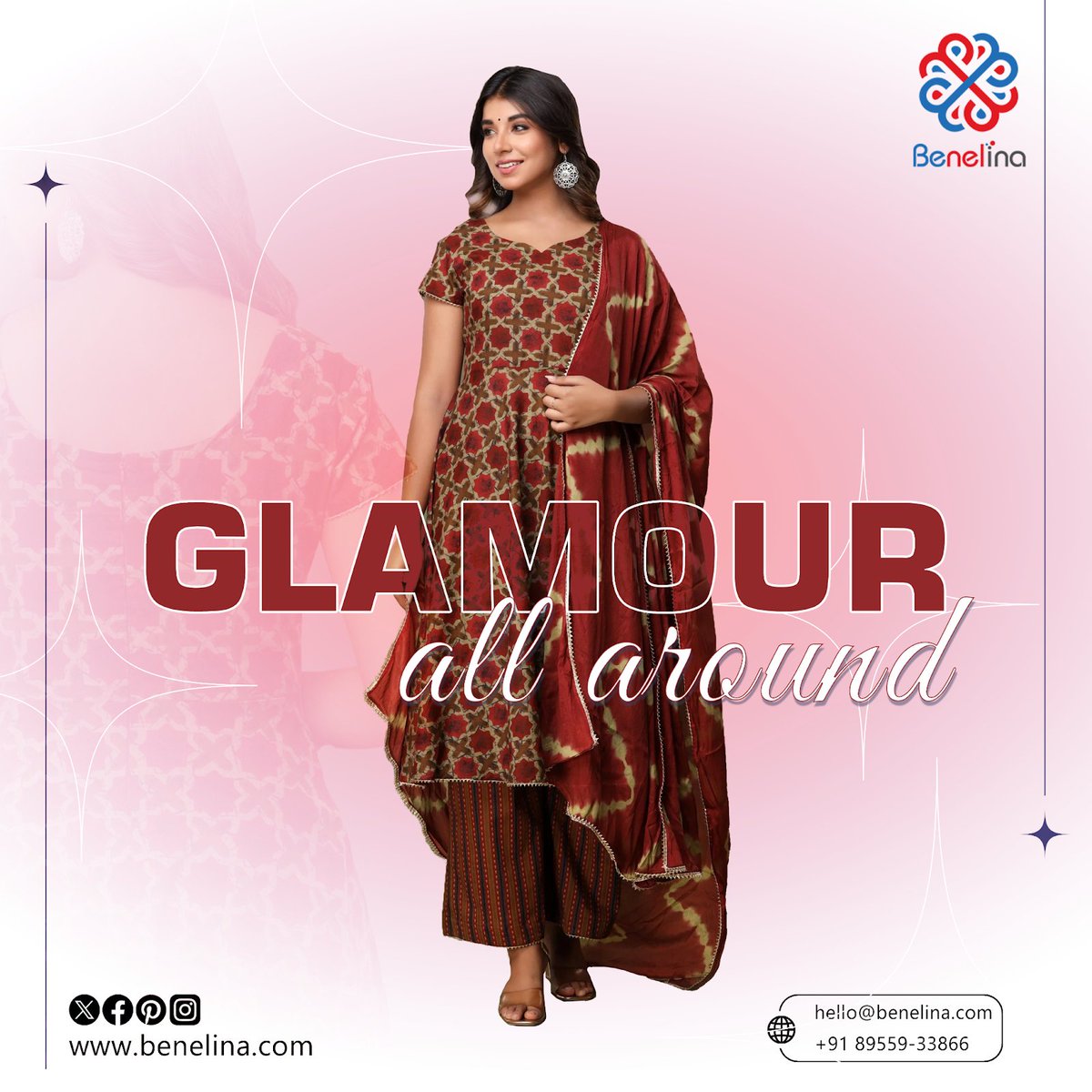 Benelinaaa's tweet photo. Glamour Unleashed: Where Elegance Meets Radiance. ✨
Try out Benelina's exclusive collection of eye-catching prints, and designs. ✨
Shop Now from https://t.co/K6g9Wu2lWq

#RajasthaniKurti #PrintedDress #BenelinaFashion #FashionGoals #ClassyLook #RajasthaniPrints #JaipuriKurtis https://t.co/zoBZJemlfH