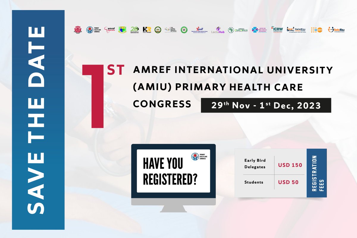Amref_Worldwide's tweet photo. Healthcare systems in Africa face distinct challenges that call for innovative and evidence-based solutions. Reinforcing PHC is crucial to achieving sustainable healthcare improvements across the continent. Join @AmrefUniversity and partners during the #PHCongress for a captivating discussion on aligning practice to evidence in strengthening PHC in Africa.
Register in advance to attend >>> https://t.co/kNid64wOVk
#AmIUPHCongress23 @Jooust_official @aphrc @047County @HealthRight @info_TGHN @CHESOA_