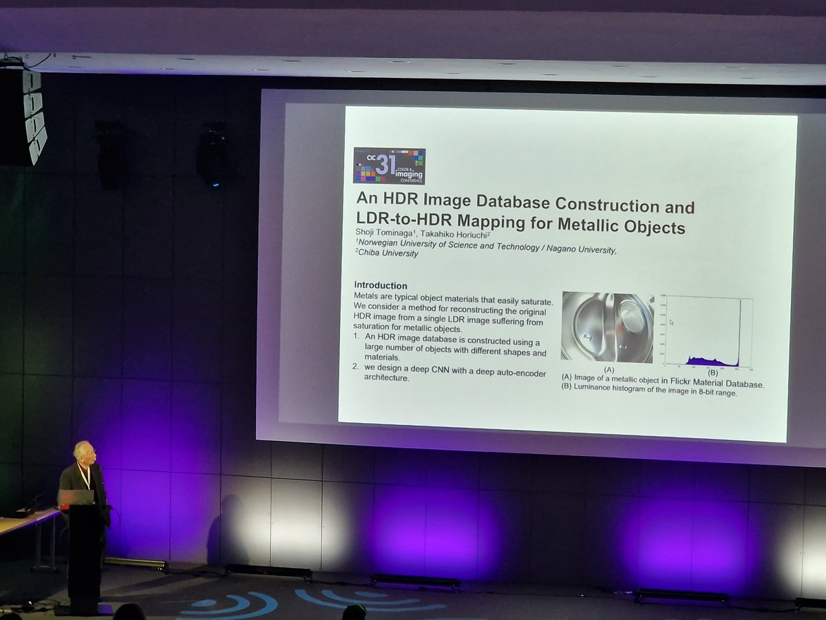 Prof. Shoji Tominaga presenting his work on HDR image database at the 2 minute poster presentation at #cic31