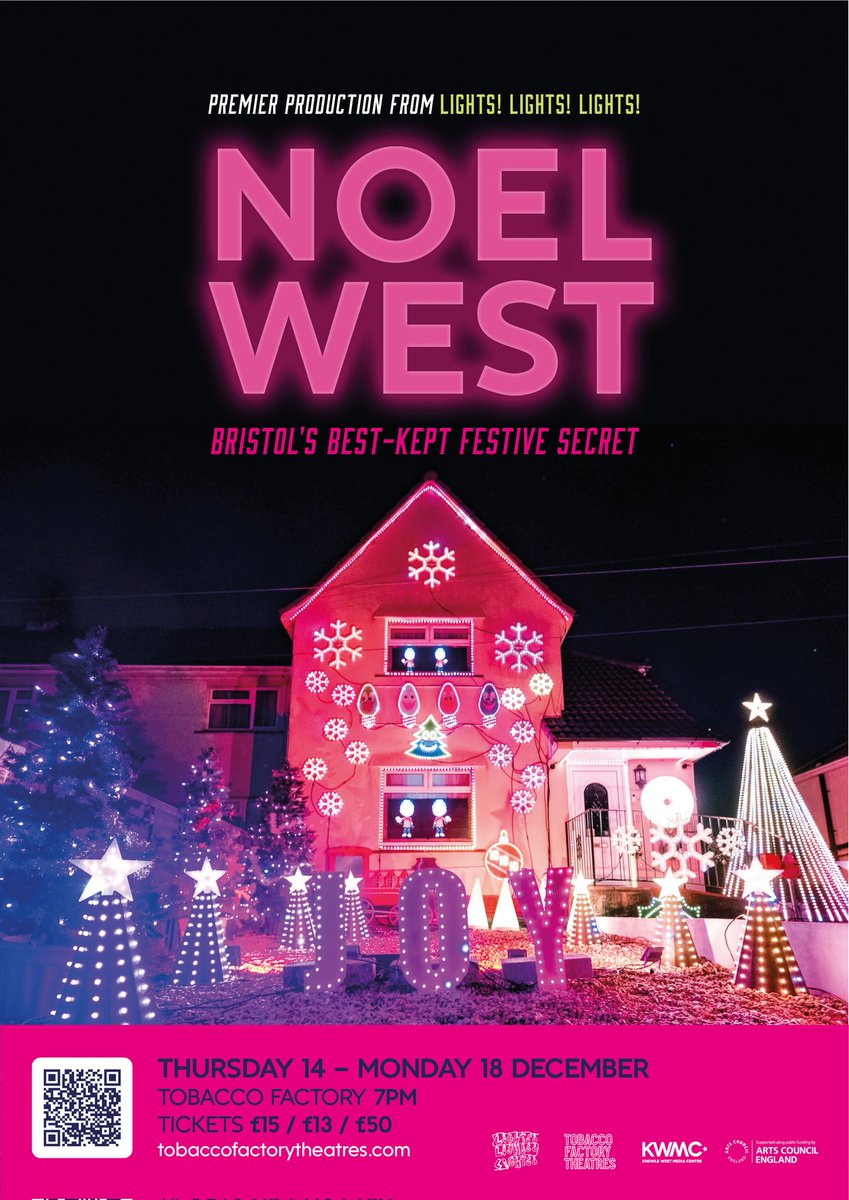 Bristol's best-kept festive secret opens at The Tobacco Factory Theatre this December!

NOEL WEST
14th-18th December, 7pm

Join Knowle West artists Megan Clark-Bagnall &amp; Claudia Collins this Christmas for a whistle-stop tour
tinyurl.com/y9usfbd6

#LightsLightsLights #Bristol