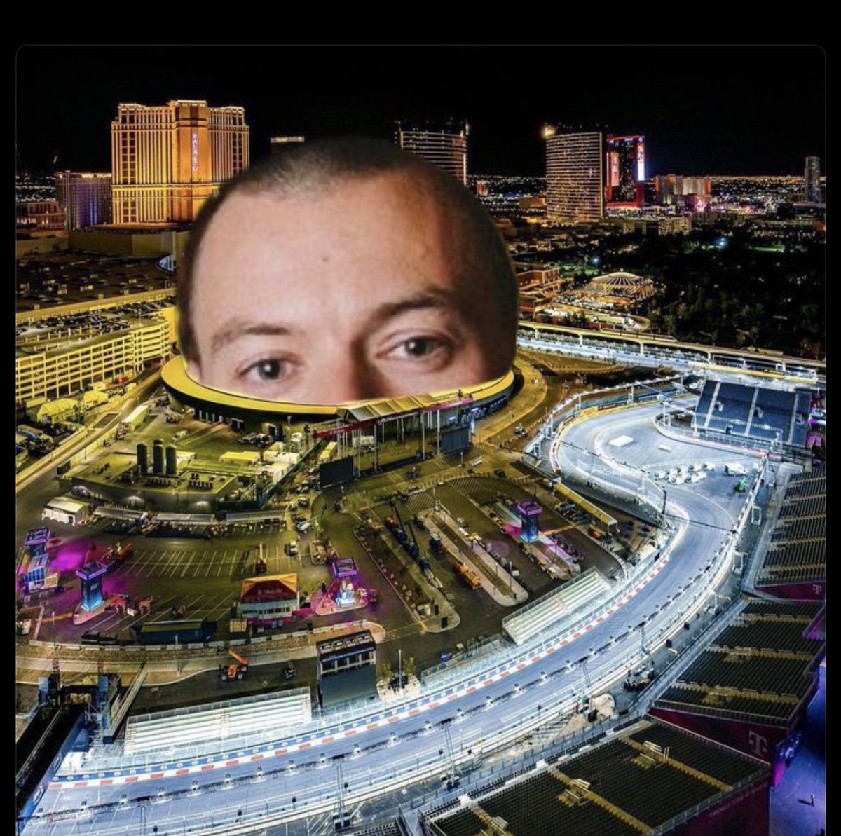 jadedwalls's tweet image. The Vegas Sphere during the race on Sunday