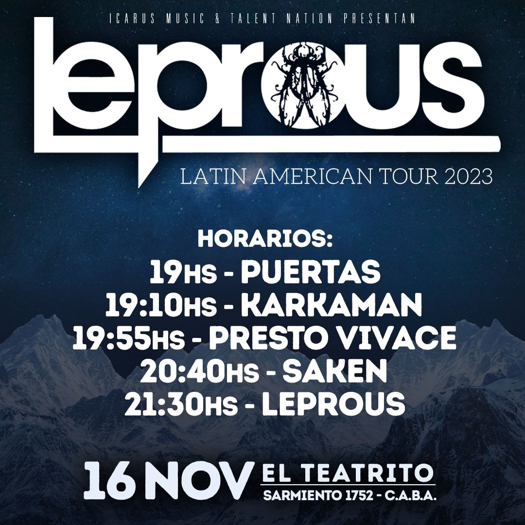 .<a href="/leprousband/">Leprous</a> 🪰llega a la #Argentina 🇦🇷 , se presenta HOY en el <a href="/TeatritoOficial/">El Teatrito 🎭</a> 🎭 y estos son los horarios⏰⤵️