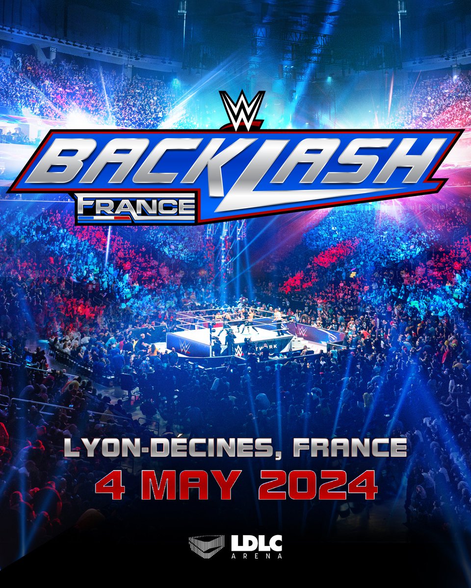 WWE Backlash aura lieu le 4 Mai 2024 à Lyon, ce sera le tout premier PLE de l'histoire en France.