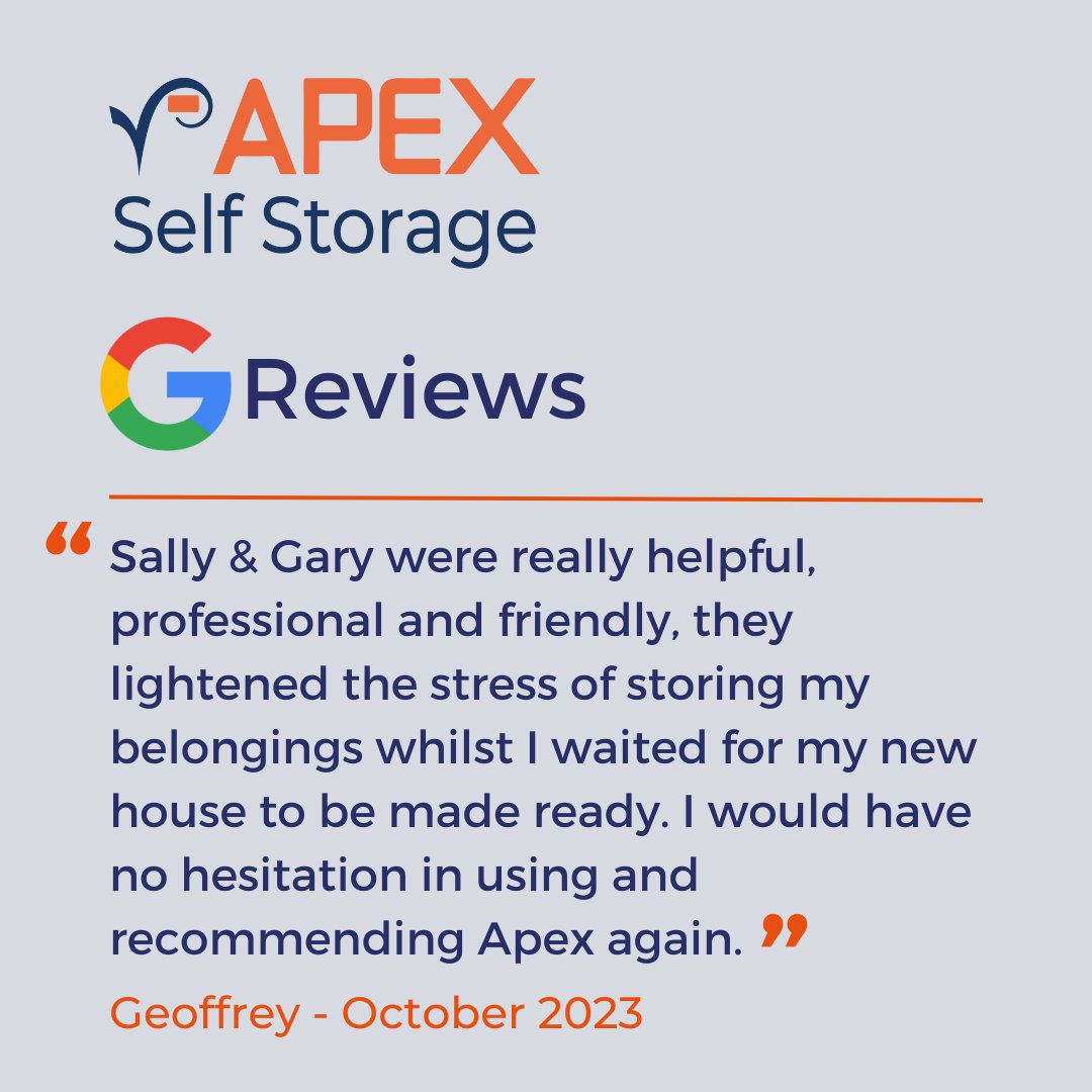 Our customers leave us some wonderful reviews - check out this one for our Warrington branch!
We are always here to help, so get in touch today for some friendly advice and a free quote - call: 0161 711 0724 or visit our website: apexselfstorage.co.uk
#customerservice #review