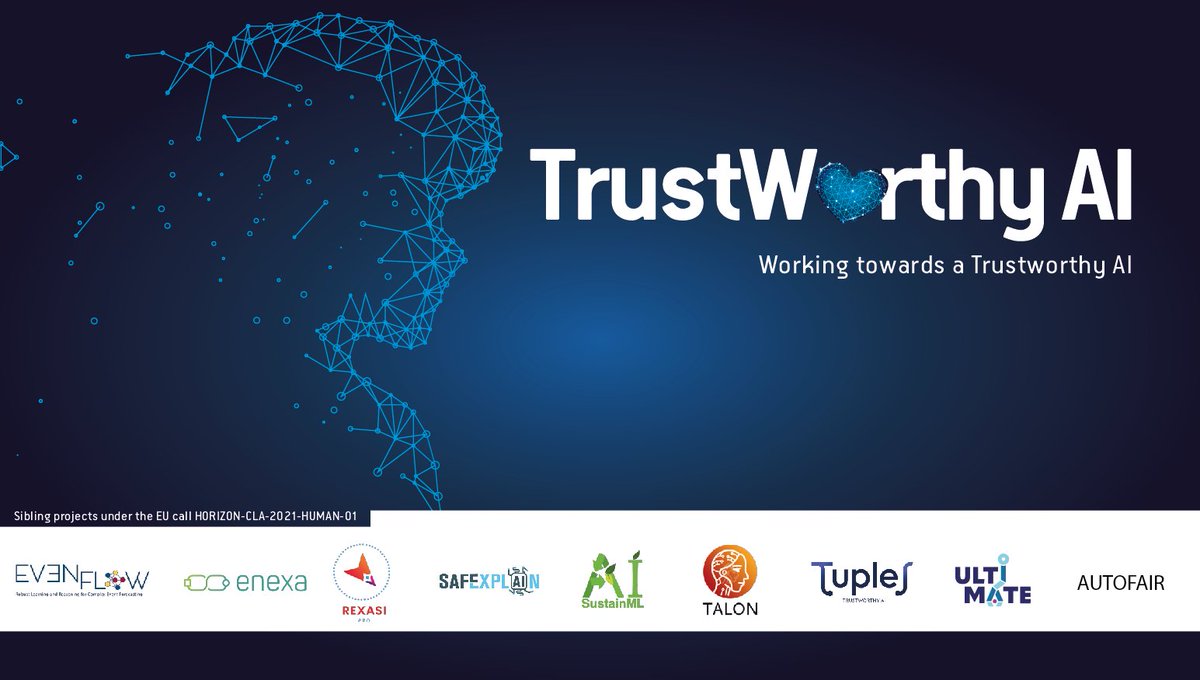 📢 Meet the TrustWorthy AI Cluster!
9 🇪🇺 sibling projects working together towards TrustWorthy #AI. 
Use #TrustWorthyAICluster for updates!
<a href="/EvenflowProject/">EvenFlow Project</a> <a href="/enexa_eu/">ENEXA</a> <a href="/TuplesAI/">TUPLES Trustworthy AI</a> <a href="/REXASIPRO_EU/">REXASI-PRO</a> <a href="/SafexplainAI/">Safexplain</a> <a href="/talon_project/">TALON-project</a> <a href="/AutoFair_EU/">AutoFair Project</a> SustainML &amp; ULTIMATE
evenflow-project.eu/news/meet-the-…