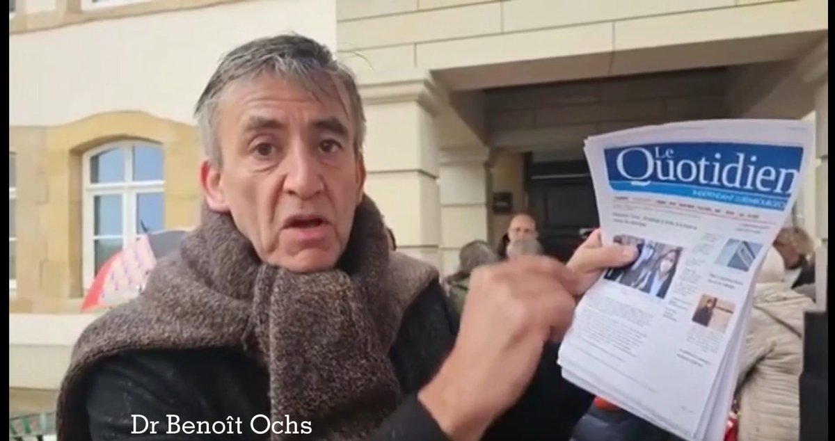 Kairos_Presse's tweet photo. Condamné à un an de suspension pour avoir soigné ses patients à l'hydroxychloroquine et l'azythromicine, pour avoir reçu et visité ses patients, mais aussi pour avoir alerté sur les dangers de l'injection Covid, le médecin luxembourgeois Benoît Ochs a demandé la récusation du juge qui l'avait traité de complotiste et avait refusé de l'entendre.
https://t.co/n4eS9Wi2Bq