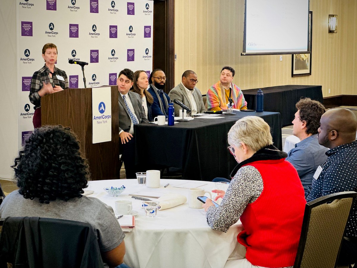 It's the third and final day of the AmeriCorps New York Professional Development Conference in Saratoga Springs. We're starting the day with a panel on Impact Communities with @ServiceYear @TSCWNY, the Poughkeepsie Service Accelerator, and @NYCService.