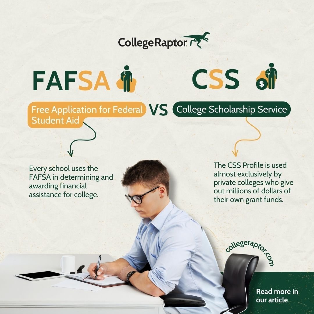 What’s the difference between the FAFSA and the CSS? Here’s everything you need to know to fill out one or both, depending on the schools you are applying to.

Read more at: spr.ly/6013uIp2d 

#CSS #FAFSA #collegeraptor