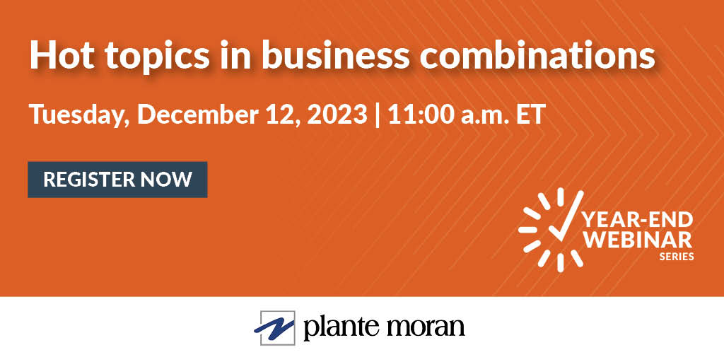 As the calendar year is closing out, make sure you’re up to date with the current landscape of accounting for #businesscombinations. Join our professionals for our session, “Hot topics in business combinations.” Click here to register. #accounting #audit okt.to/pCERFW