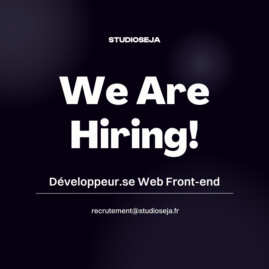 studio_seja's tweet photo. Si tu es un dév front-end qui cherche un poste sur Strasbourg, nous avons une place pour toi chez nous 👋

#CDI #DéveloppeurWeb #FrontEnd #Strasbourg https://t.co/ex9TLuSbGT