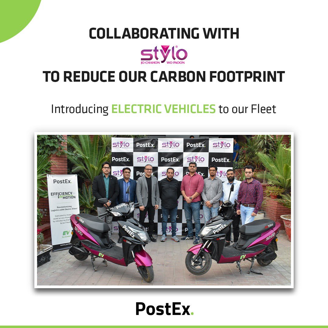 postexpk's tweet photo. We are delighted to announce that we have partnered with @StyloShoesPK to introduce E-Bikes to our fleet. Our aim is to make the world a carbon neutral &amp; eco-friendly place by adding more EVs to our fleet in the future. The initiative is powered by @ezBikePK https://t.co/QkDEUKY1M0