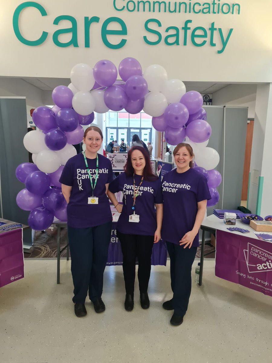 Pancreatic Cancer Awareness Day at Tameside Hospital. Showing the colour purple to create awareness! #PancreaticCancerAwareness @TamesideMISS 💜