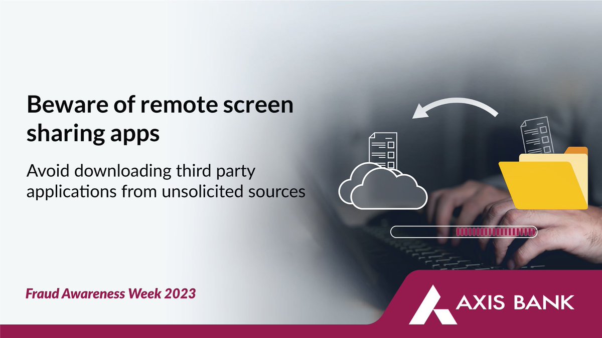 AxisBank's tweet image. At Axis Bank, we are participating in the International Fraud Awareness Week (12 Nov&apos;23 to 18 Nov&apos;23). Always download verified applications from verified sources. Visit: bitly.ws/32szt

#FraudAwarenessWeek #SafeBanking