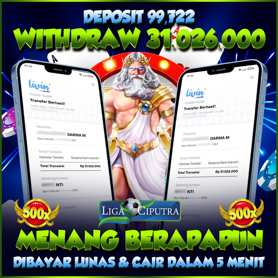 ligaciputra's tweet photo. SELAMAT ATAS KEMENANGAN MEMBER LIGACIPUTRA

User ID : de******20
DP : 500,766
WD : 31,026,000

Ayo Join Sekarang juga di LigaCiputra, Menang berapapun pasti dibayar lunas !!

Situs Game online terbaik dan terpercaya, DP / WD proses Cepat tanpa menunggu lama🔥 https://t.co/HBv83J1zDx
