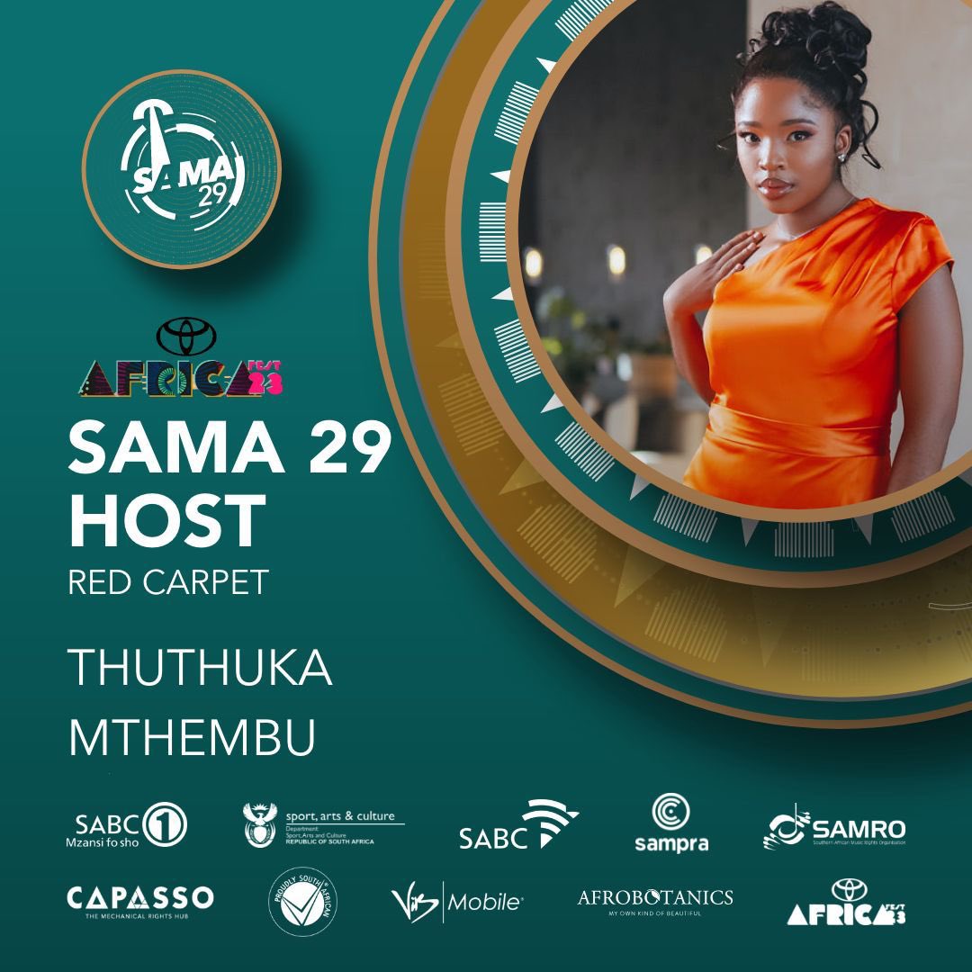 CapassoHub's tweet image. Presenting to you the RED CARPET HOSTS for #SAMA29.

South African Actress &amp;amp; Talented Star, Hope Mbhele @hope_mbhele and South African Actress &amp;amp; Media Personality Thuthuka Mthembu @thuthuka.m_

📆18 Nov 2023  📍SunBet Arena, PTA

#SAMA29 
#AfricaFest 
#MusicHasltAll