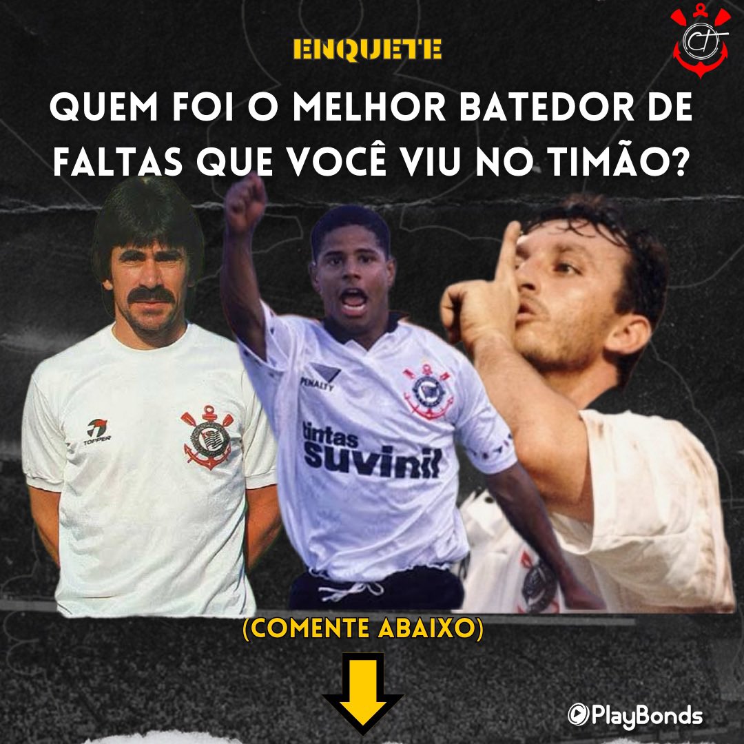 centraldotimao's tweet photo. Diz aí, Fiel!🗣️🏴🏳️

Quem foi o melhor batedor de faltas que você viu no Corinthians? https://t.co/YlaipUDNLF