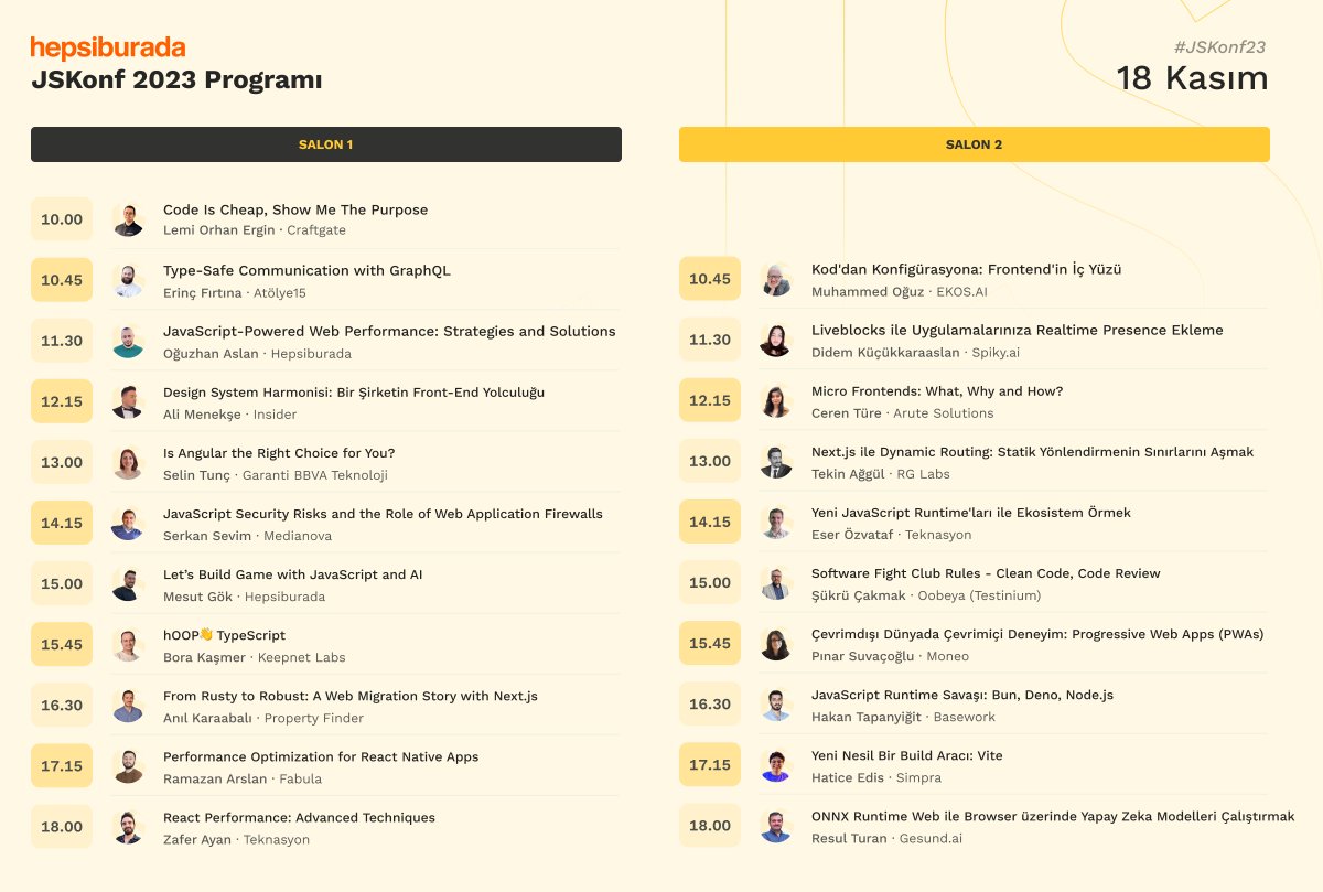 Hepsiburada JSKonf'a son 2 gün!🎉 

Son gelişmeleri yakından takip etmek, ilham verici konuşmacılarla tanışmak ve sektör profesyonelleriyle bağlantı kurmak için bu heyecan verici etkinliği kaçırmayın.

👉hepsiburada.jskonf.com

 #JSKonf #JavaScript