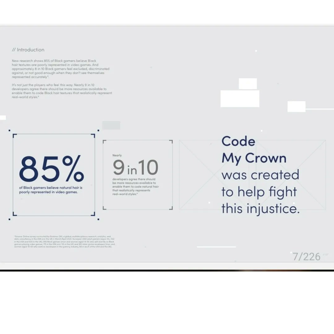 melaningamers's tweet photo. New campaign by @Dove
Code My Crown a guide to the creation & celebration of Black hair textures & protective styles in video games
Including MG's @AlexandraAbia 🙌🏾🙌🏾🙌🏾
We also spot @heyatarii @shay__thompson @Xmiramira 🔥
Check it out!
https://t.co/DSZaBWwP5D
#codemycrown https://t.co/tM53dao7sj