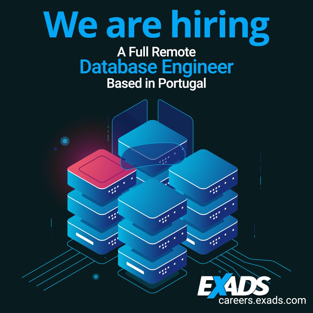 Looking for a Database Engineer (Full remote) <a href="/exads/">EXADS</a>
more info and apply here -->
promote.exogroup.com/dTjZc3bSCY 
#Databaseengineer #hiring #hiringalert #jobsearch #technologyjobs #STEM #HIRINGNOW #jobsinPorto #empregoPorto #empregoPortugal