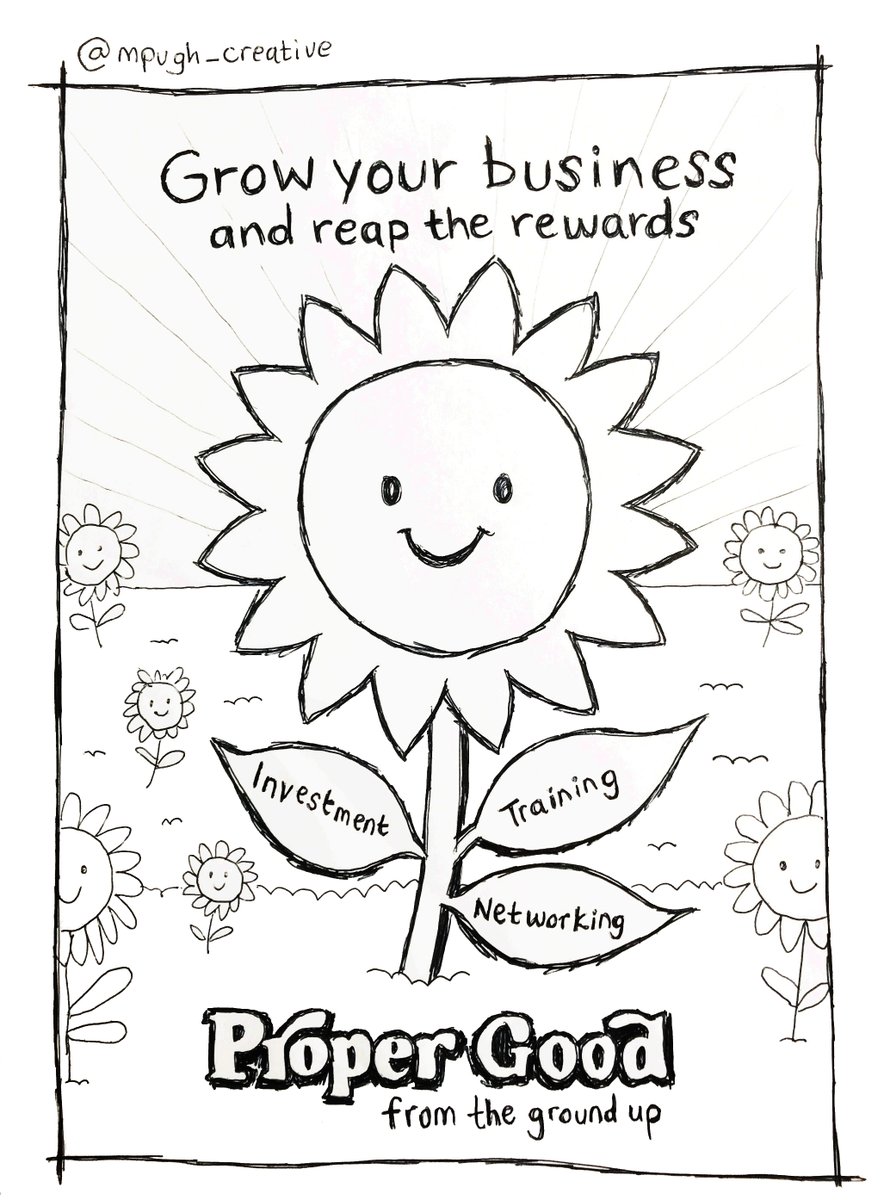 The sunflowers represent business and community people. Growing together from the ground up, thanks to joining Proper Good. 

@oneminutebriefs to create posters that bring to life how adding ‘Social Value' can help you build a #ProperGood business. #SocialEnterpriseDay