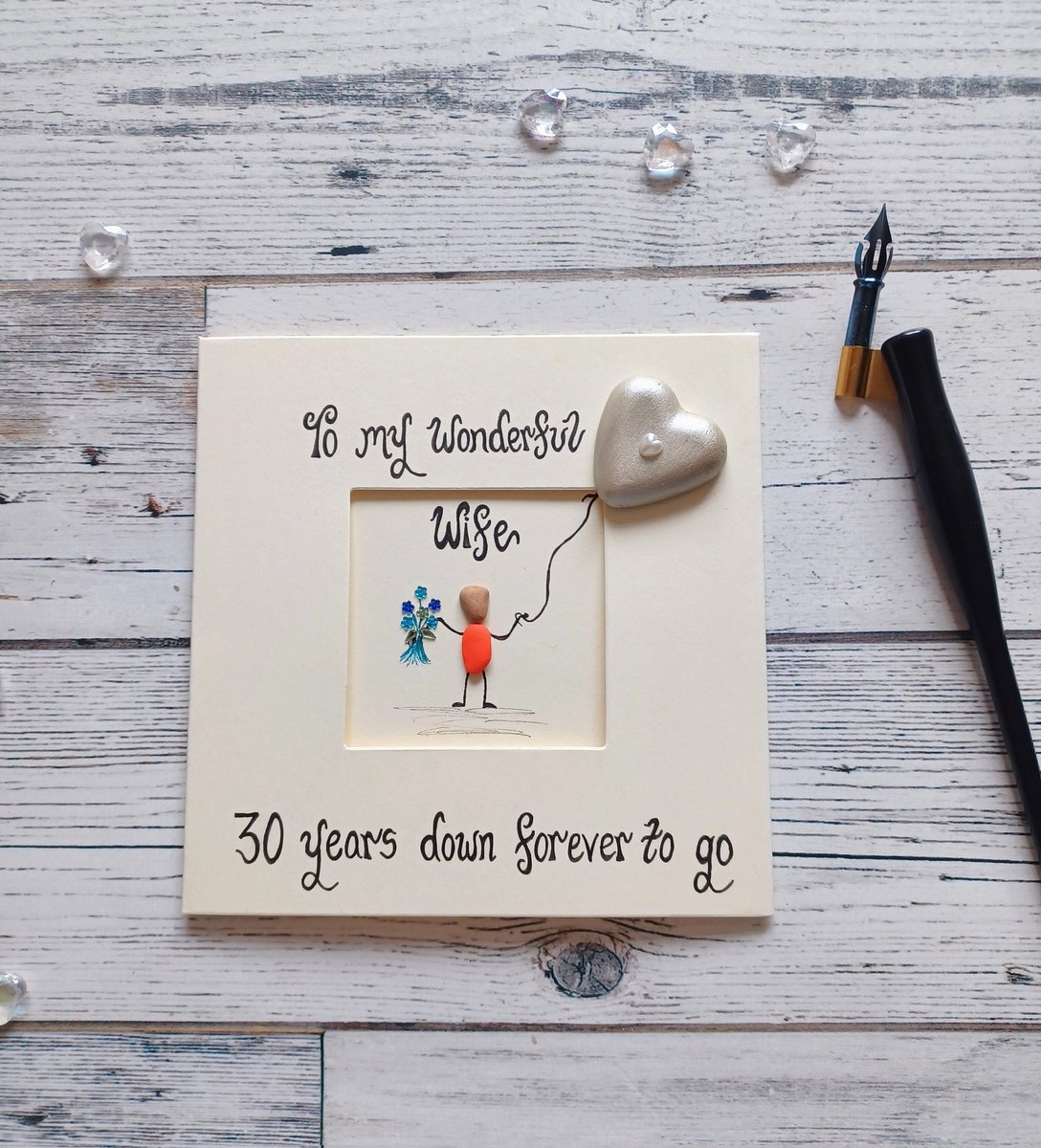 pebbles4thought.etsy.com/listing/152463… 30th wedding anniversary card for a wife #elevenseshour #MHHSBD