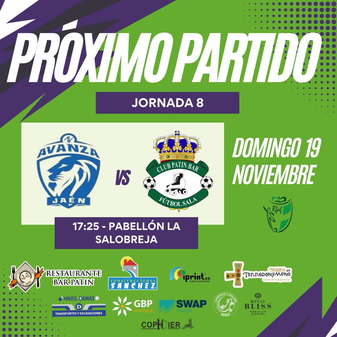 ClubPatinBarFS's tweet photo. 🚨ATENCIÓN🚨

Visitamos la capital del Santo Reino.

¡Lo daremos todo para traernos los 3 puntos!

🆚 @AvanzaFutsal ATLETI 
🏆J.8 @RFAFJAEN 
⌚️17:25
📌Pabellón La Salobreja  

💚🤍 #VamosPatin #Torredonjimeno #futsal #liga https://t.co/TGb2at1mJR