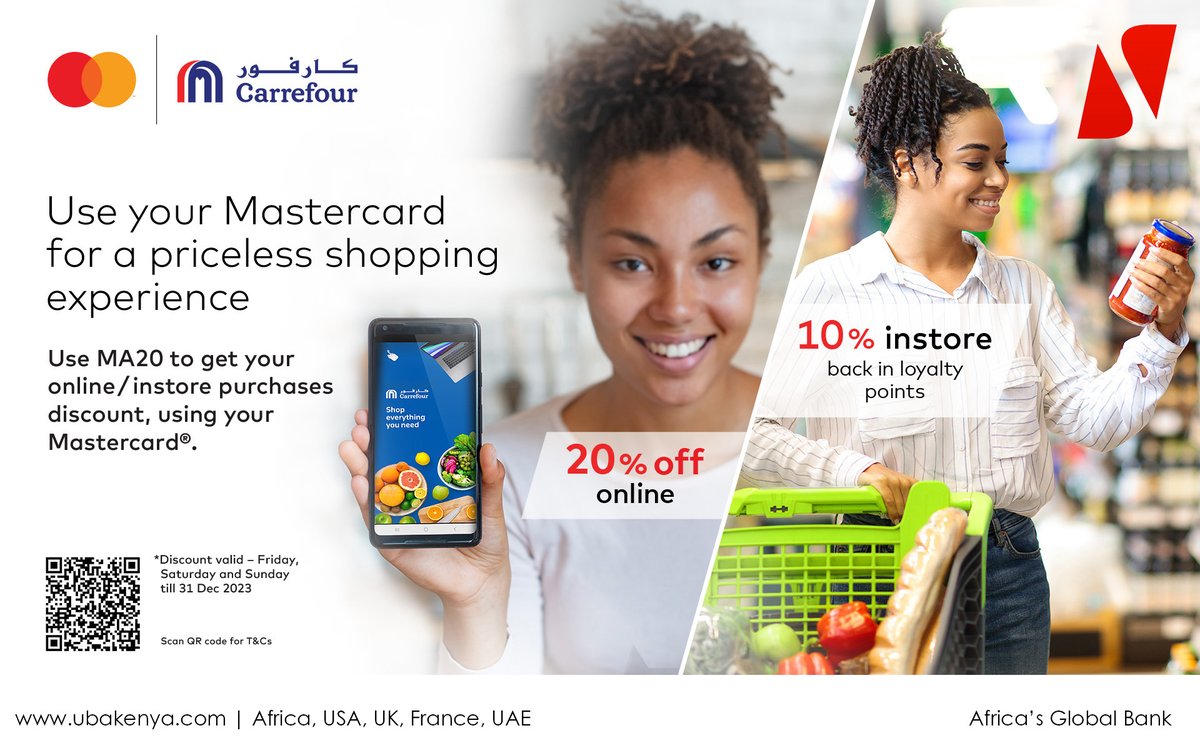 UBA_KE's tweet photo. Dive into a weekend of unparalleled savings with your UBA Mastercard! 🌟✨ Don't let these extraordinary deals slip away—available exclusively this Friday, Saturday, and Sunday. Seize the moment, swipe your card, and treat yourself to unbeatable offers! 💳💥 #UBAMastercard
#WeekendSavings
#ExclusiveDeals