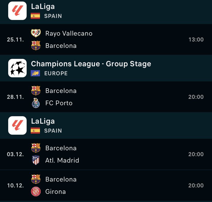 talkfcb_'s tweet photo. How many points will Barça get from these games? https://t.co/UrQfAT5XrK