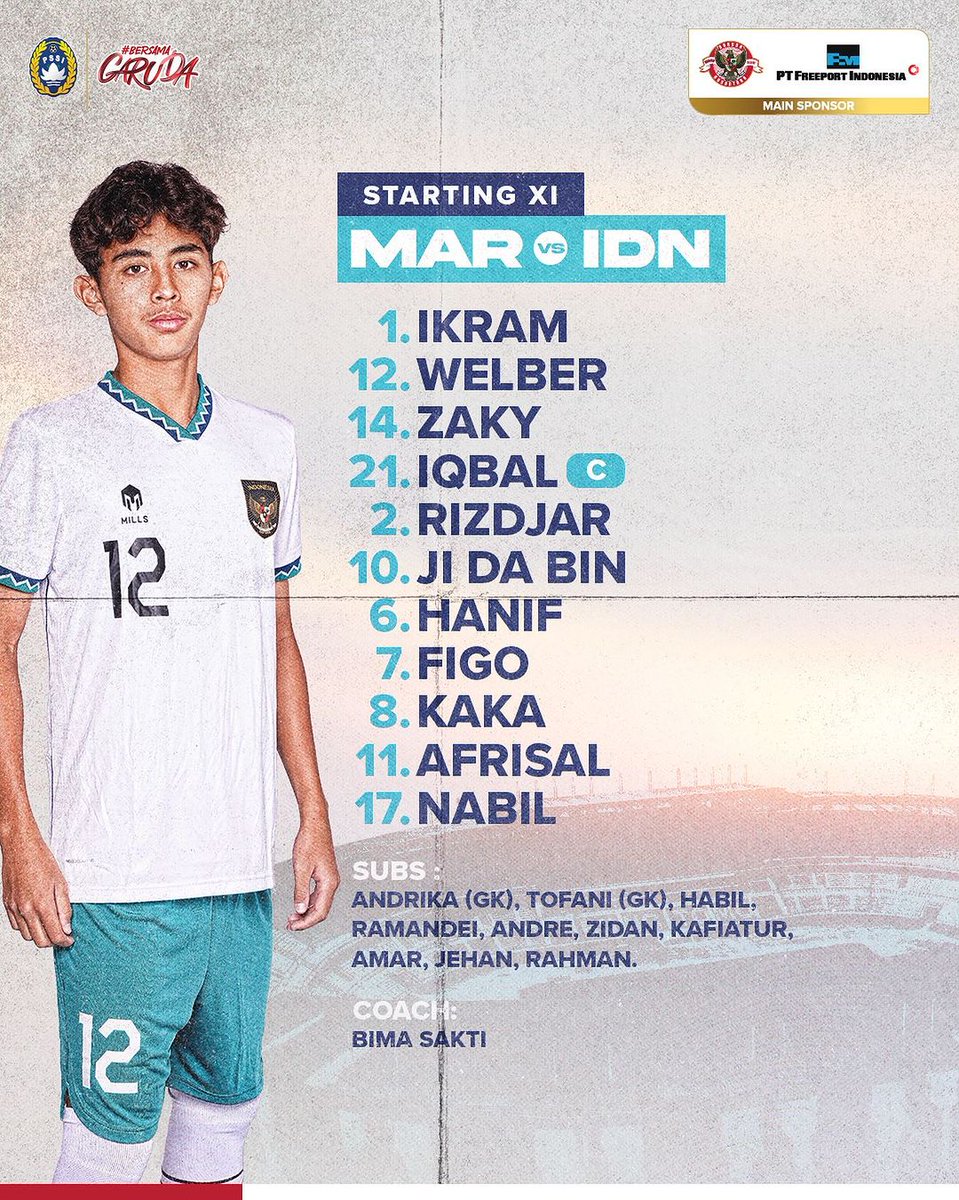 Starting Xl:

Indonesia vs Maroko

#TimnasDay #BersamaGaruda #GarudaMendunia #PialaDuniaU17 #WorldCupU17 #InspiringStars