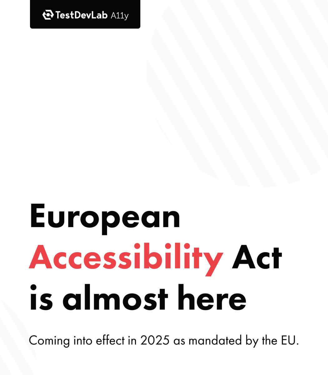 TestDevLab's tweet image. The European Accessibility Act is coming in 2025 - a new EU regulation that aims to make digital services more accessible for everyone. Learn what it is, how and who must comply, the consequences for non-compliance.
Learn more: accessibility.testdevlab.com/european-acces…