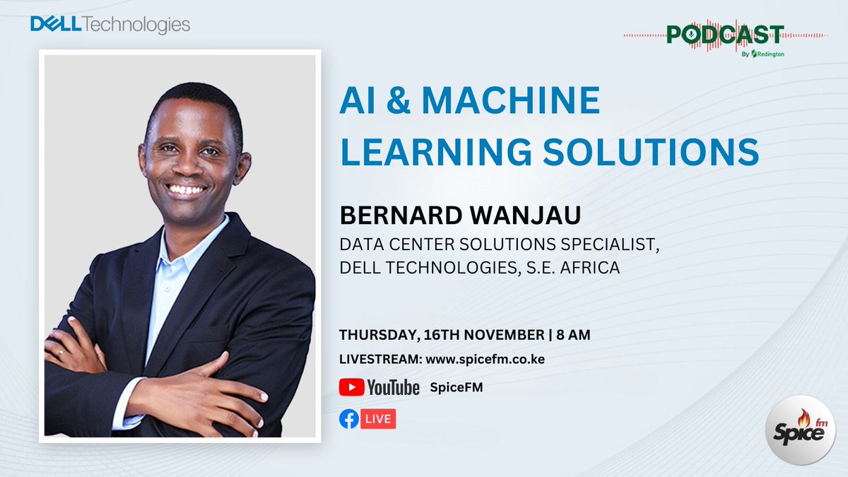 SpiceFMKE's tweet photo. Earlier today we had a conversation about AI and Machine Learning Solutions with .@DellTechEA's Bernard Wanjau. @bwanjau

FULL INTERVIEW: https://t.co/seCGiZc1bR

#TheSituationRoom #WeTransformAfrica #Dell #Redington https://t.co/2PJ4hJXkUr