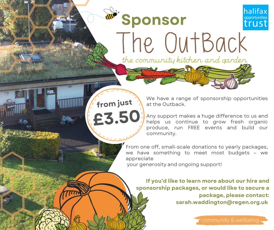 Sponsor our Community Greenspace and help us grow! We have a range of sponsorship opportunities at the Outback. Any support makes a huge difference to us and helps us continue to grow. Find out more ow.ly/tPQU50Q71jC
