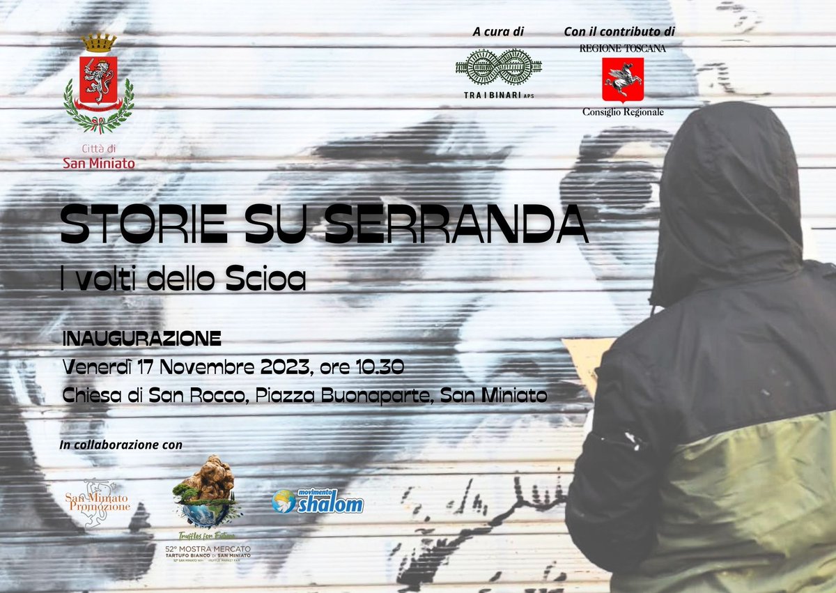 ComuneSMiniato's tweet photo. 🎨 𝗦𝘁𝗼𝗿𝗶𝗲 𝘀𝘂 𝘀𝗲𝗿𝗿𝗮𝗻𝗱𝗮 - 𝗜 𝘃𝗼𝗹𝘁𝗶 𝗱𝗲𝗹𝗹𝗼 𝗦𝗰𝗶𝗼𝗮
📆 Venerdì 17 novembre, ore 10.30
📍 Chiesa di San Rocco, Piazza Buonaparte, San Miniato

Inaugurazione di un percorso di street art lungo via Maioli

#sanminiato #StreetArt https://t.co/VBq4NhHGEJ