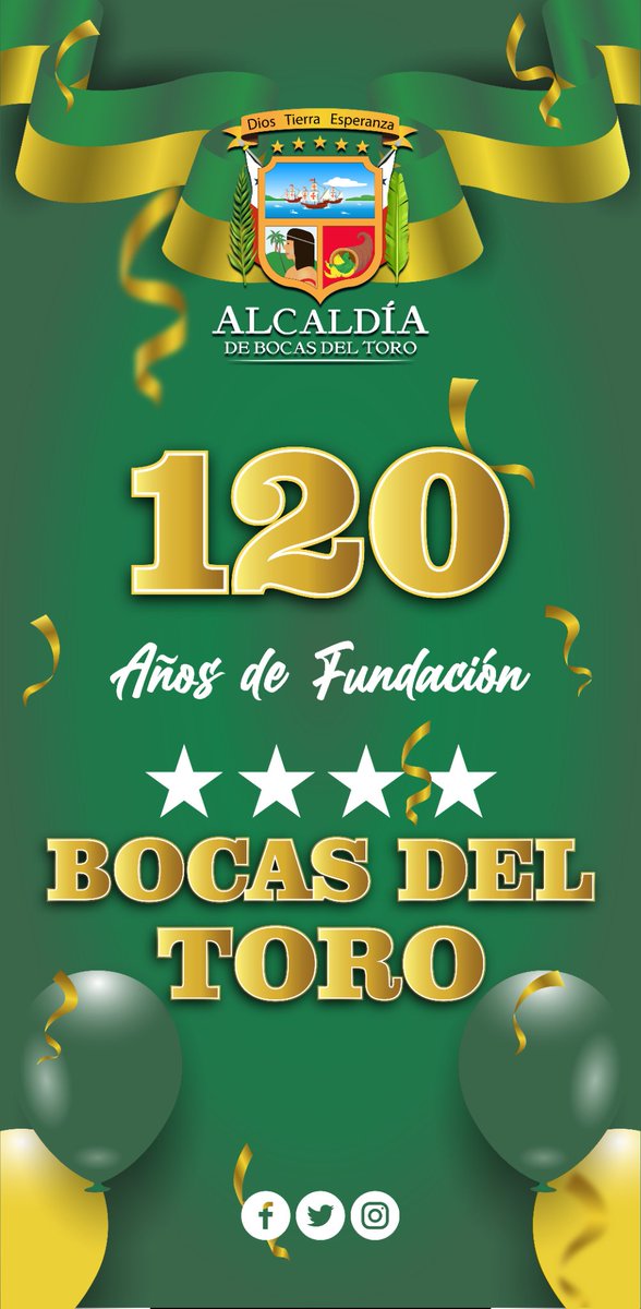 alcaldiabocas's tweet photo. Celebramos hoy 120 años de Fundación como Provincia y como Distrito..!
@MiCulturaPma @MinGobPma @GobBocasDelToro @LissetteCenten @informativopul1 @tvnnoticias https://t.co/2juPPSSybH
