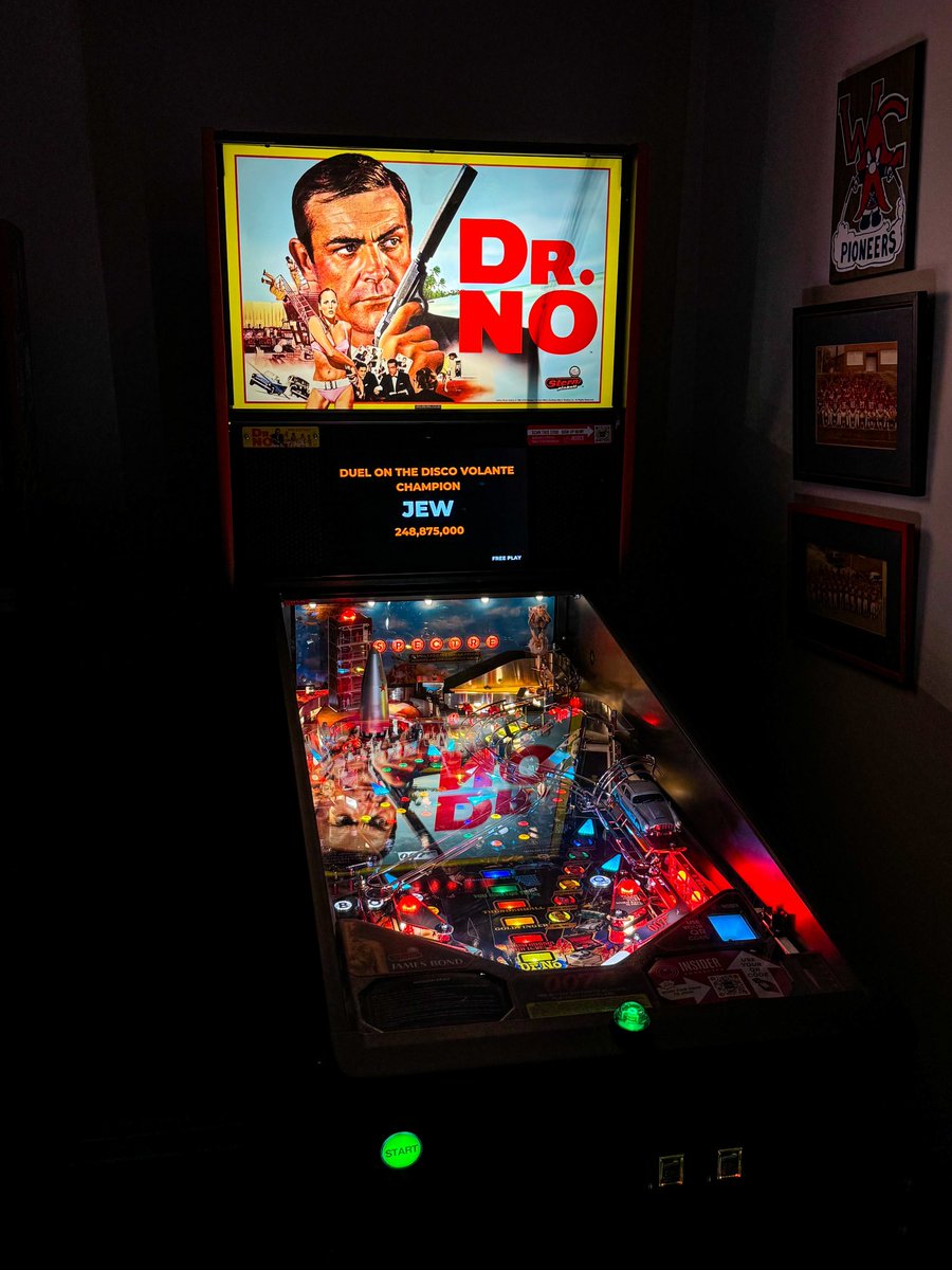 An early 50th birthday surprise from my husband! James Bond, 60th Anniversary Pro Edition pinball machine. 🤩🤩🤩
