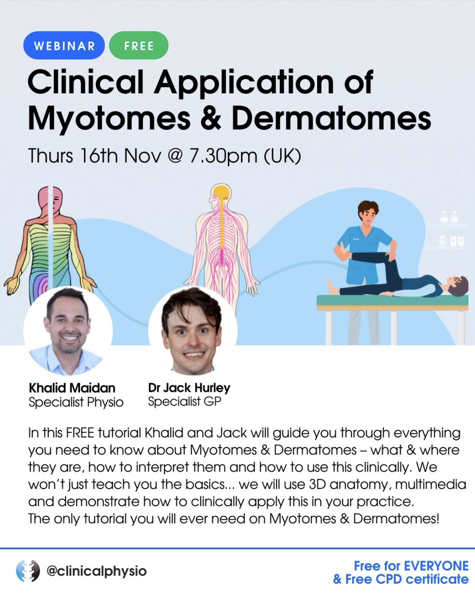 💥TONIGHT! FREE! 💥 COMES WITH: ⭐️ FREE ATTENDANCE ⭐️ FREE 72 HOUR REPLAY ⭐️ FREE CPD CERTIFICATE REGISTER AT: clinicalphysio.com/live-webinars ❤️ PLEASE SHARE - FREE CPD ❤️