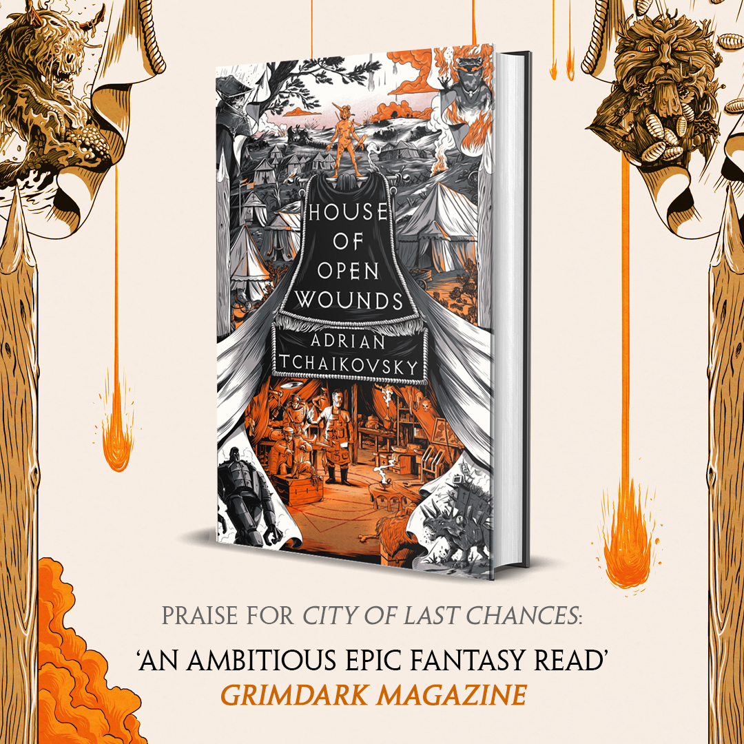 There is THREE WEEKS to go until you can enter the #HouseOfOpenWounds by @aptshadow ⚔️ Beset by enemies within and without, the last thing anyone needs is a miracle… Pre-order here: bit.ly/47mZt1d @bookshop_org_UK