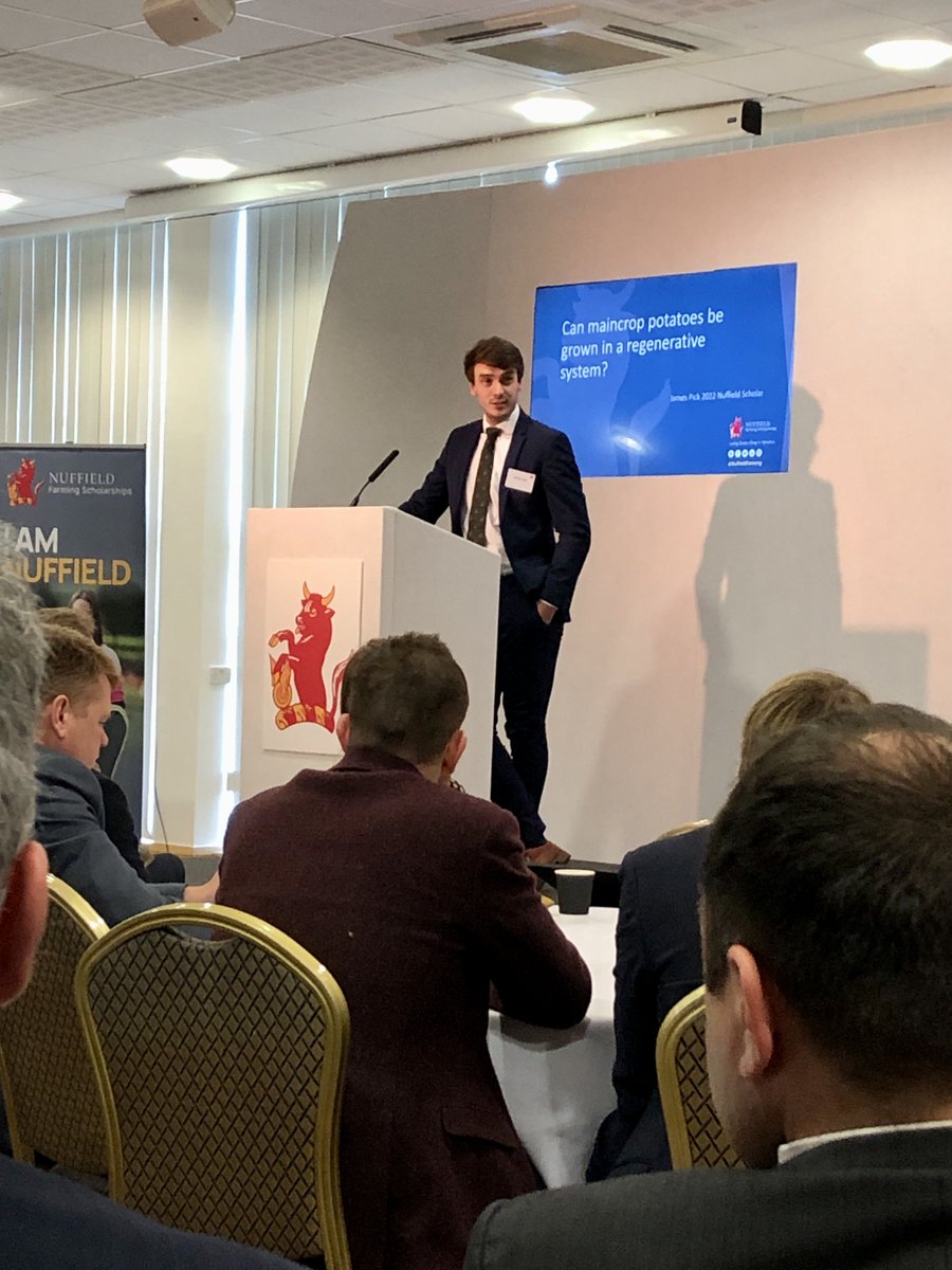 NuffieldFarming's tweet image. Can maincrop potatoes be grown in a regenerative system? That’s the question that James Pick is tackling during the next Scholar presentation #NuffCon23 @Jamesspick

A big thanks to James’ sponsor, The Alan &amp;amp; Anne Beckett Award