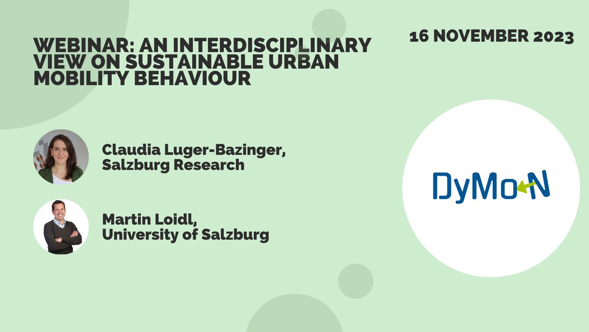 🚉 Join the DyMoN webinar on An interdisciplinary view on sustainable urban mobility behaviour today at 14 CET

Register here: us02web.zoom.us/meeting/regist…