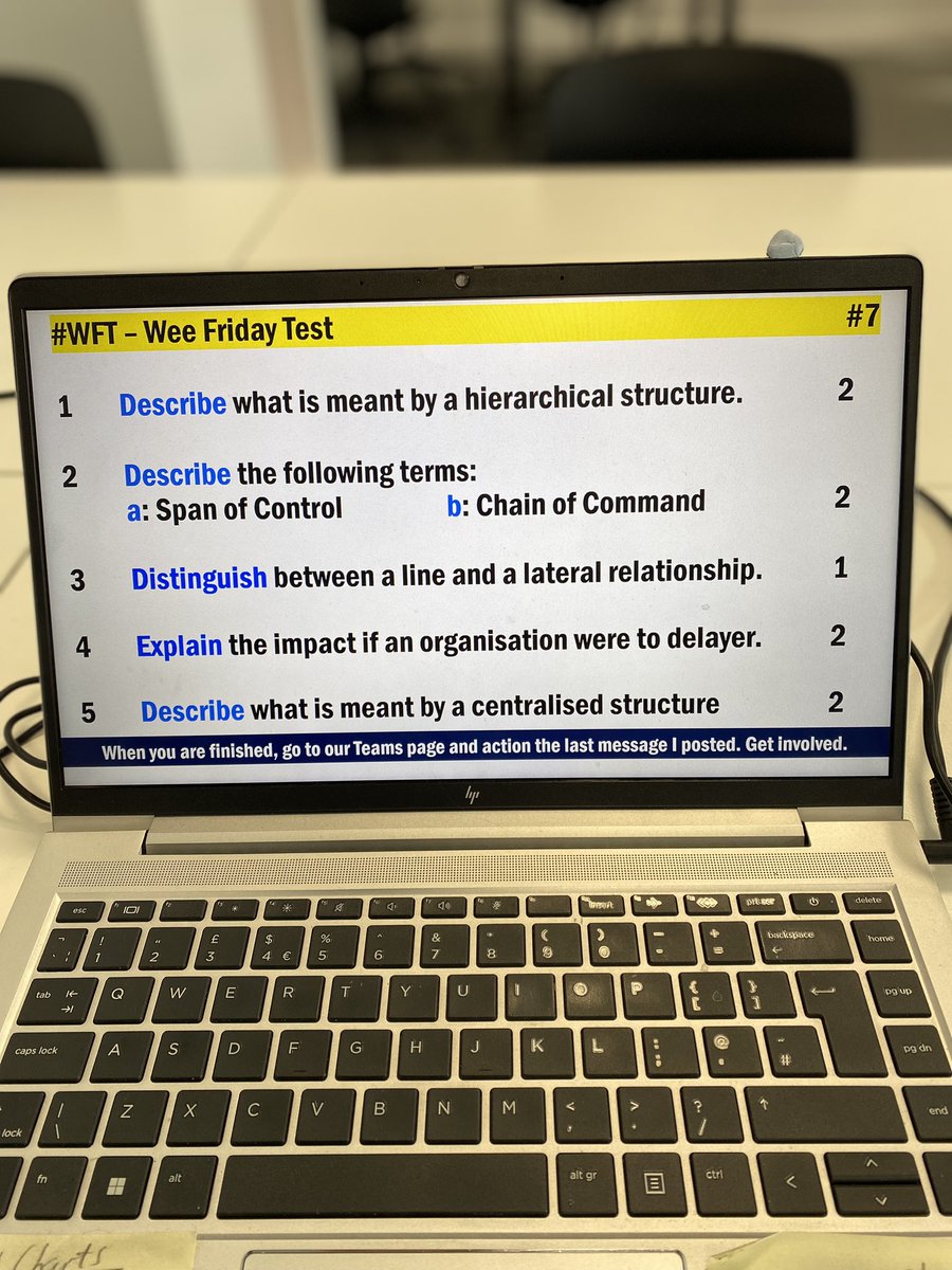 QHS_Business's tweet photo. ✏️📆 Wee Friday Test 📆✏️

Been doing this for a while. Working really well with Higher.
I call it #WFT (but not trending!) https://t.co/DhxP2ok2Oj
