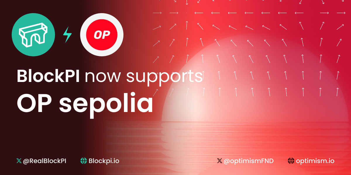 RealBlockPI's tweet image. 📢BlockPI's rock-solid RPC services are now available on @optimismFND Sepolia Testnet! 🎉🎉

Our public and private RPC services are both ready to use. 

➡️Click here to start: 
dashboard.blockpi.io

➡️Add public RPC in your wallet: 
public.blockpi.io

@OPLabsPBC
