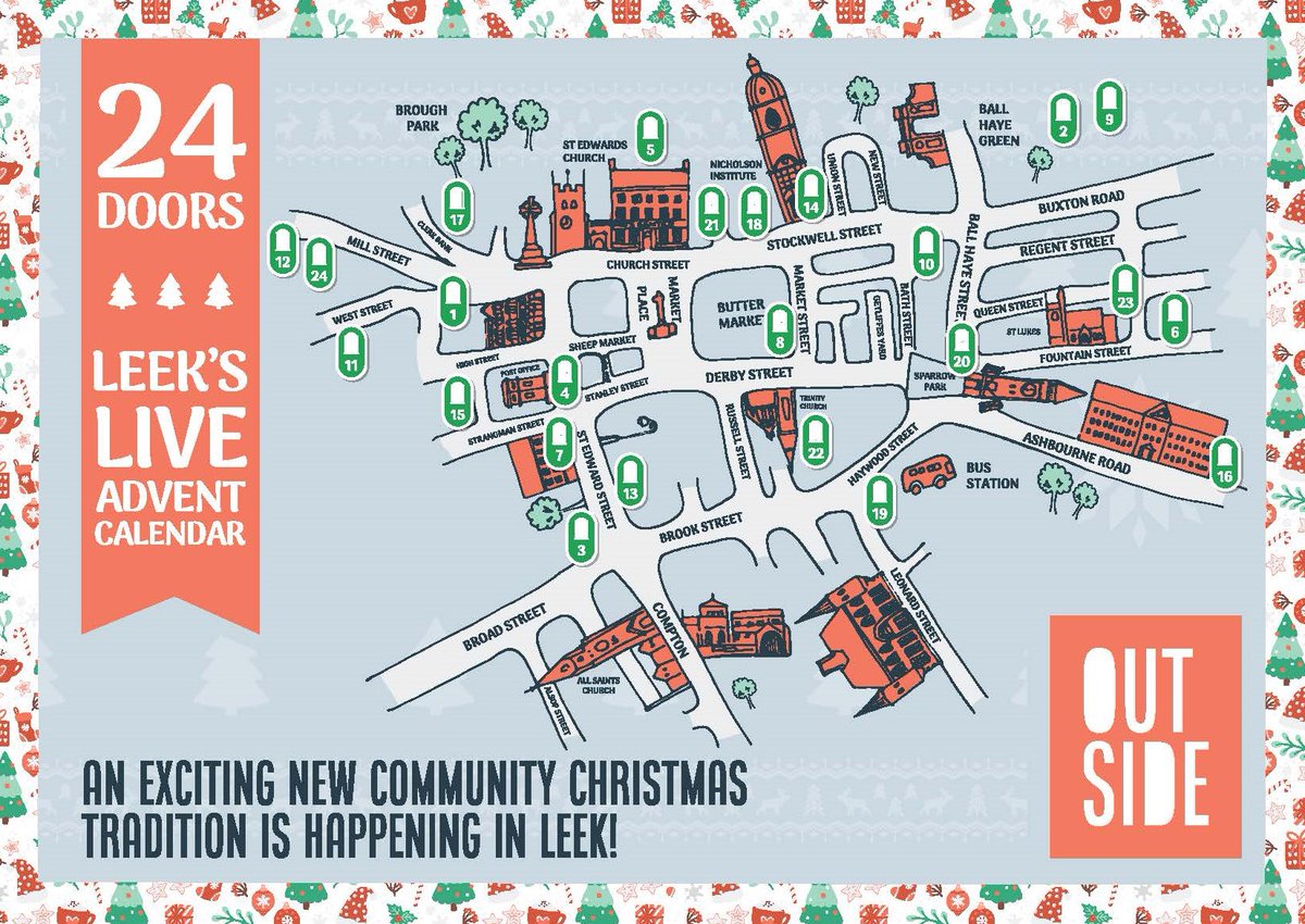 OUTSIDE_arts's tweet image. 🌟🚪 24 Doors - Leek's Live Advent Calendar 🚪🌟

An exciting new community Christmas tradition is happening in #Leek. Join us and fill your December with joy and wonder!

Find #24doors every day across Leek and online.

All the details here: outsidearts.org/events/24-door…
