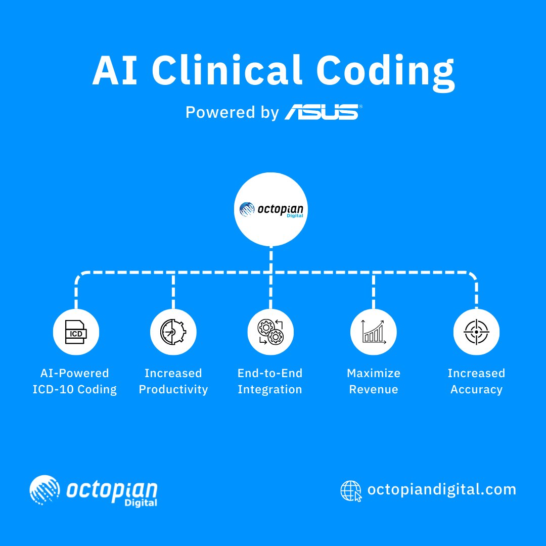 Streamline your hospital's operations with Octopian Digital's AI Clinical Coding.

Our ASUS-powered solution is not just about codes - it's about connecting every part of the patient care journey.

Visit our website or contact us: octopiandigital.com

#ai #clinicalcoding
