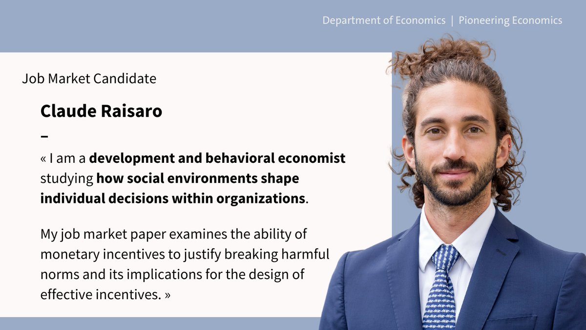 Meet our #Econjobmarket candidates ! 👉 Learn more about Claude Raisaro @claude_raisaro on his personal website clauderaisaro.github.io