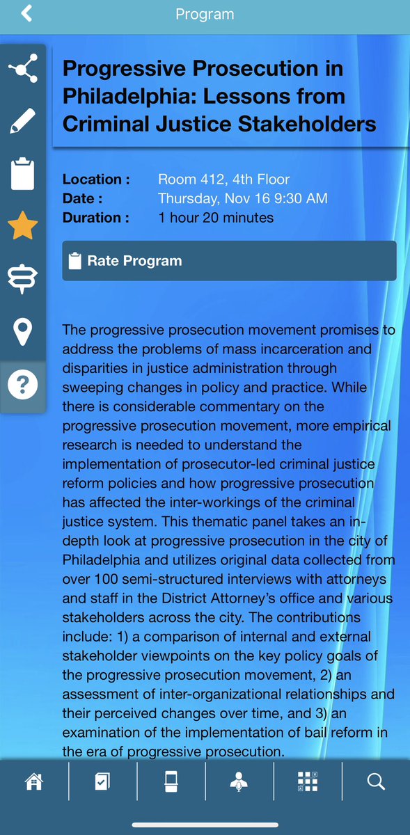 EverydayasOrenG's tweet photo. Good morning @ASCRM41 !
3 awesome panels this AM.
1. Progressive Prosecution in Philadelphia: Lessons from Criminal Justice Stakeholders
2. Prosecutorial Power in the Criminal Justice System: Findings from Philadelphia
3. Community-Designed and/or Community-Driven Intervention https://t.co/uPxSFF2t0x