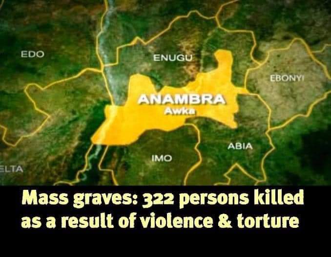 ipob_central's tweet image. Mass graves uncovered in Anambra, 322 persons killed as a result of violence &amp;amp; torture

Wife of the late Biafran warlord, Dim Chukwuemeka Odumegwu-Ojukwu, and secretary of the Anambra State Truth, Justice and Peace Commission, Bianca Odumegwu-Ojukwu, has alleged there was a mass