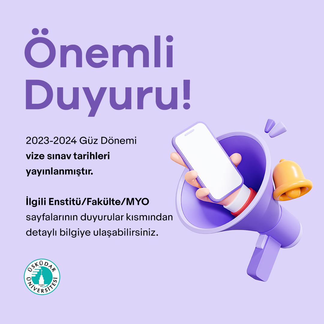 uskudaruni's tweet photo. 2023-2024 Güz Dönemi vize sınav tarihleri yayınlanmıştır.

İlgili Enstitü/Fakülte/MYO sayfalarının duyurular kısmından detaylı bilgiye ulaşabilirsiniz.

#ÜsküdarÜniversitesi #VizeSınavları #Duyuru https://t.co/NQEqc0ZkIB
